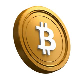 Schuin gehouden Bitcoin (BTC) munt in het ontwerp van de hero-sectie